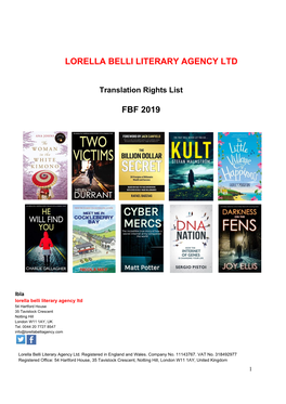 Lorella Belli Literary Agency Ltd Fbf 2019