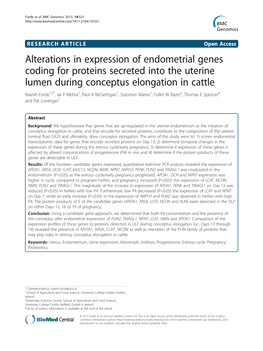 Alterations in Expression of Endometrial Genes Coding for Proteins Secreted Into the Uterine Lumen During Conceptus Elongation I