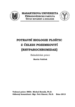 Potravní Biologie Ploštic Z Čeledi Pozemkovití (Rhyparochromidae)
