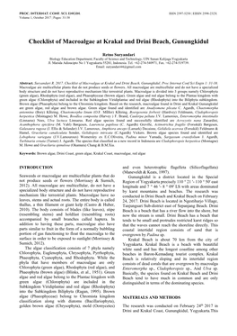 Checklist of Macroalgae at Krakal and Drini Beach, Gunungkidul