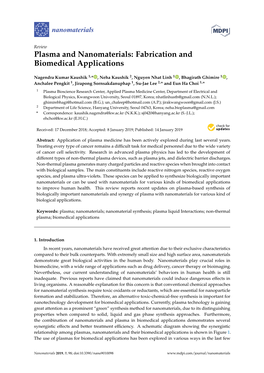 Plasma and Nanomaterials: Fabrication and Biomedical Applications