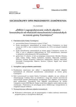 Odbiór I Zagospodarowanie Stałych Odpadów Komunalnych Od Właścicieli Nieruchomości Zamieszkałych Na Terenie Gminy Czerniejewo”