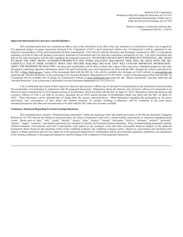 Filed by UAL Corporation Pursuant to Rule 425 Under the Securities Act of 1933 and Deemed Filed Pursuant to Rule 14A-12 Under the Securities Exchange Act of 1934