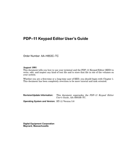 PDP–11 Keypad Editor User's Guide