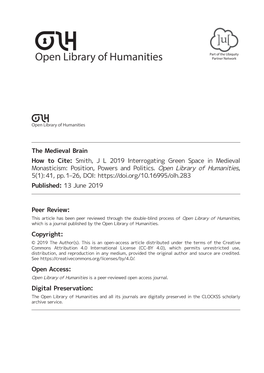 Interrogating Green Space in Medieval Monasticism: Position, Powers and Politics