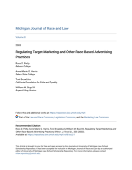 Regulating Target Marketing and Other Race-Based Advertising Practices