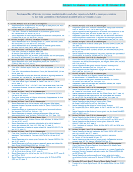 Provisional List of Special Procedure Mandate-Holders and Other Experts Scheduled to Make Presentations to the Third Committee