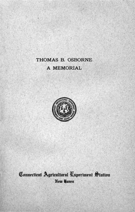 Thomas B. Osborne: a Memorial