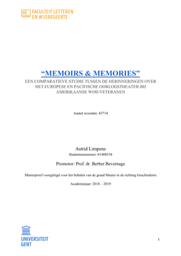 “Memoirs & Memories”