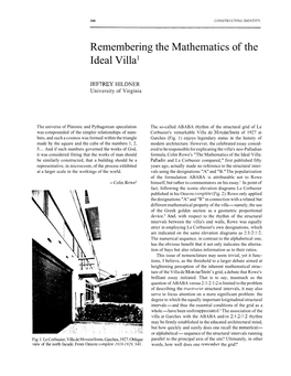 Remembering the Mathematics of the Ideal Villa1