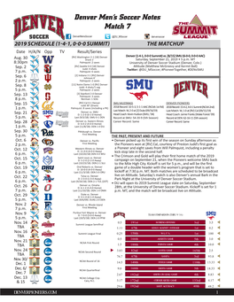 Denver Men's Soccer Notes Match 7