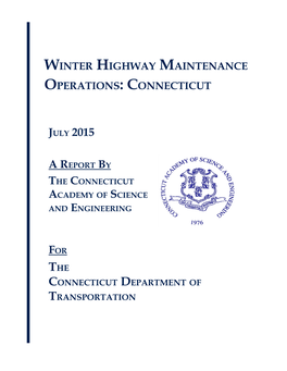 Winter Highway Maintenance Operations: Connecticut (2015)