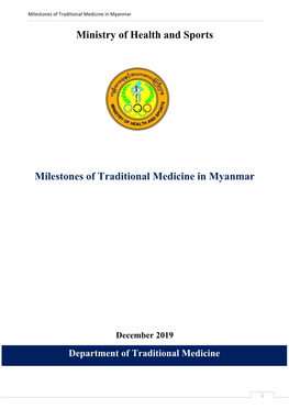 Milestones of Traditional Medicine in Myanmar
