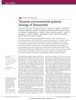 Towards Environmental Systems Biology of Shewanella