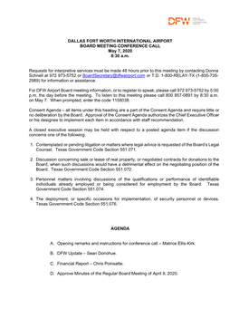 Obas and Attachments for the May 7, 2020 Board