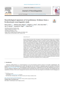 Neurobiological Signatures of L2 Proficiency Evidence from a Bi