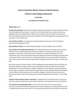 Islam in Costa Rica, Mexico, Central and South America: Profile of A