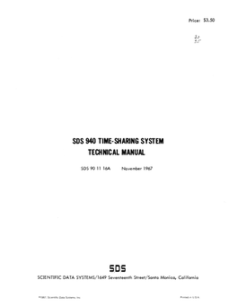 SDS 940 Time-Sharing System Technical Manual