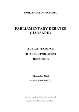 Legislative Council Fifty-Fifth Parliament — First Session