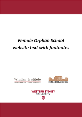 Female Orphan School Website Text with Footnotes