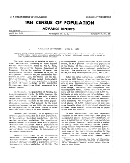 1950 Census of Population: Advance Reports. Series PC-8. Population of (Specified State): April 1, 1950