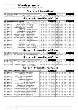 Weekly Program Soccer