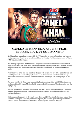 Canelo Vs. Khan Blockbuster Fight Exclusively Live on Boxnation