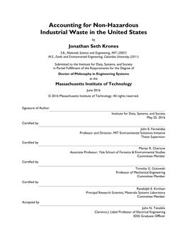 Accounting for Non-Hazardous Industrial Waste in the United States
