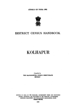 District Census Handbook, Kolhapur