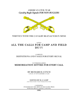 Cavalry Bugle Signals for NON-BUGLERS