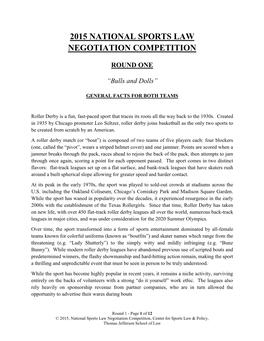 2015 National Sports Law Negotiation Competition