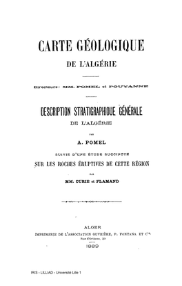 Carte Géologique De 1/Algérie