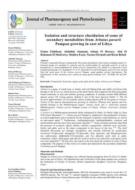 Isolation and Structure Elucidation of Some of Secondary Metabolites