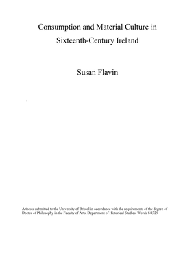 Consumption and Material Culture in Sixteenth-Century Ireland Susan