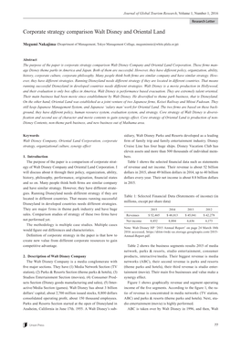 Corporate Strategy Comparison Walt Disney and Oriental Land