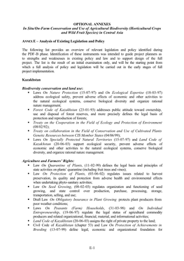 Optional Annexes in Situ On-Farm Conservation in Centra