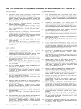 Abstracts: the 16Th International Congress on Nutrition and Metabolism in Renal Disease 2012 A1 Kidney Res Clin Pract 31 (2012)