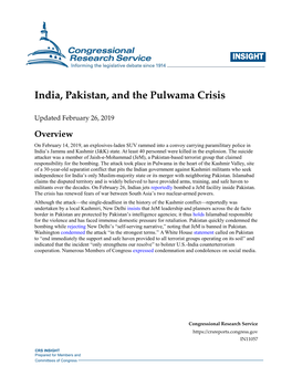 India, Pakistan, and the Pulwama Crisis