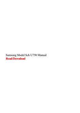 Samsung Model Sch U750 Manual