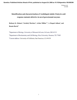 Identification and Characterization of Arabidopsis Indole-3-Butyric Acid Response Mutants Defective in Novel Peroxisomal Enzymes