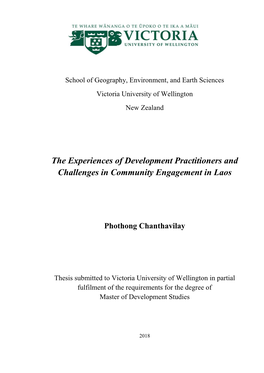 The Experiences of Development Practitioners and Challenges in Community Engagement in Laos
