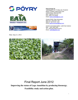 Final Report June 2012 Improving the Status of Lago Amatitlan by Producing Bioenergy