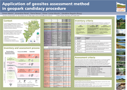 Application of Geosites Assessment Method in Geopark Candidacy