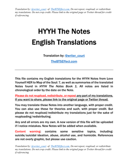 HYYH the Notes English Translations