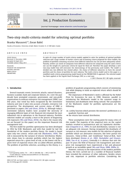 Two-Step Multi-Criteria Model for Selecting Optimal Portfolio