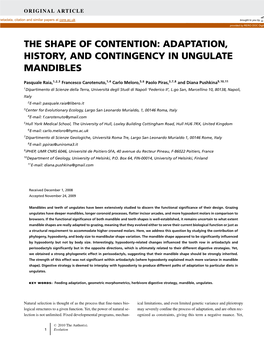 Adaptation, History, and Contingency in Ungulate Mandibles