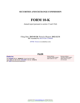 Zoetis Inc. Form 10-K Annual Report Filed 2013-03-28