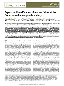 Explosive Diversification of Marine Fishes at the Cretaceous–Palaeogene Boundary