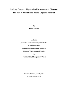 Linking Property Rights with Environmental Changes: the Case of Nurerri and Jubho Lagoons, Pakistan