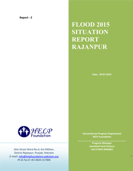 Flood 2015 Situation Report Rajanpur